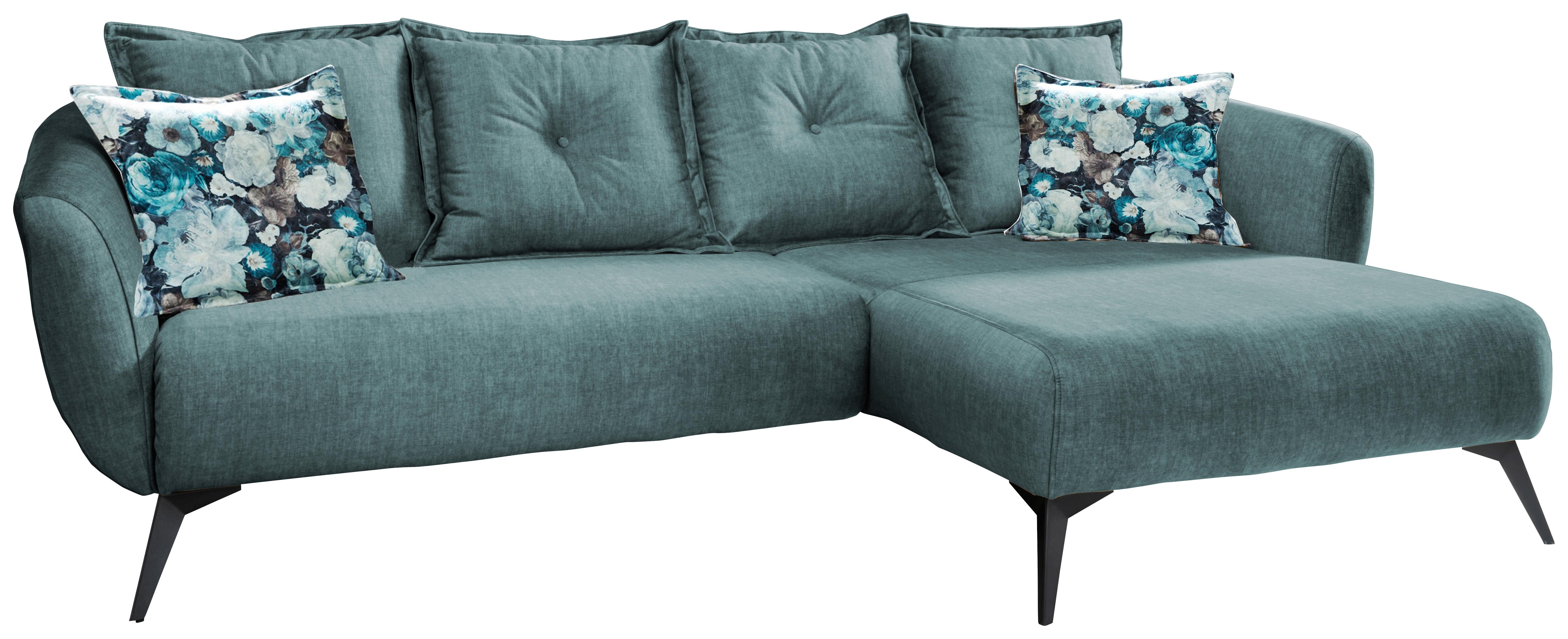 Ecksofa Baggio mit Kissen Textil Blau/Grün - Dunkelgrün/Multicolor, MODERN, Holz/Textil (277/162cm) - Livetastic