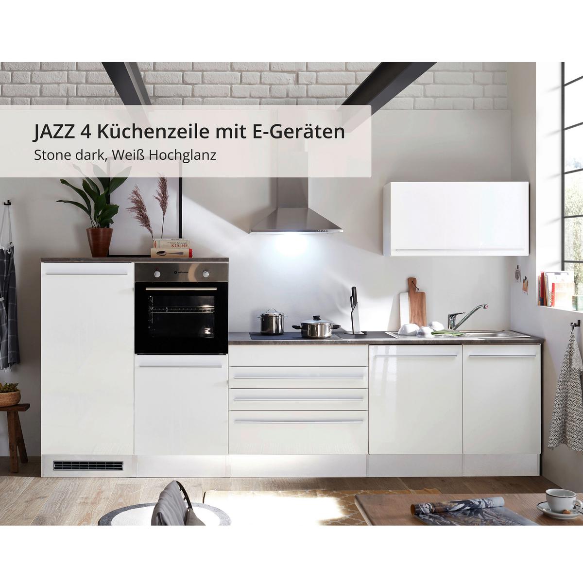 Küchenzeile Jazz 4 Mit Geräten B: 200/120 Cm Weiß Matt Modern - Weiß Hochglanz/Anthrazit, MODERN, Holzwerkstoff (200-120cm) - MID.YOU