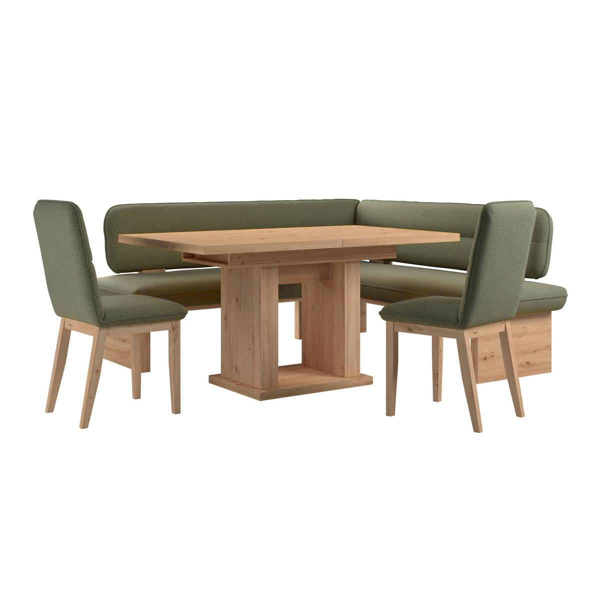 Eckbank Beluna Ii Webstoff Grün, B: 212cm - Eichefarben/Grün, KONVENTIONELL, Holz/Textil (212/170cm) - James Wood