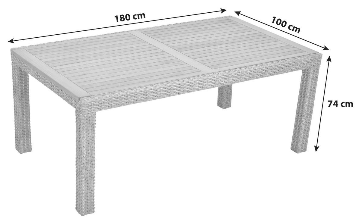 Gartentisch Akazienholz /Metall L 180 cm - Beige, MODERN, Holz/Kunststoff (180/100/74cm) - Gardenson