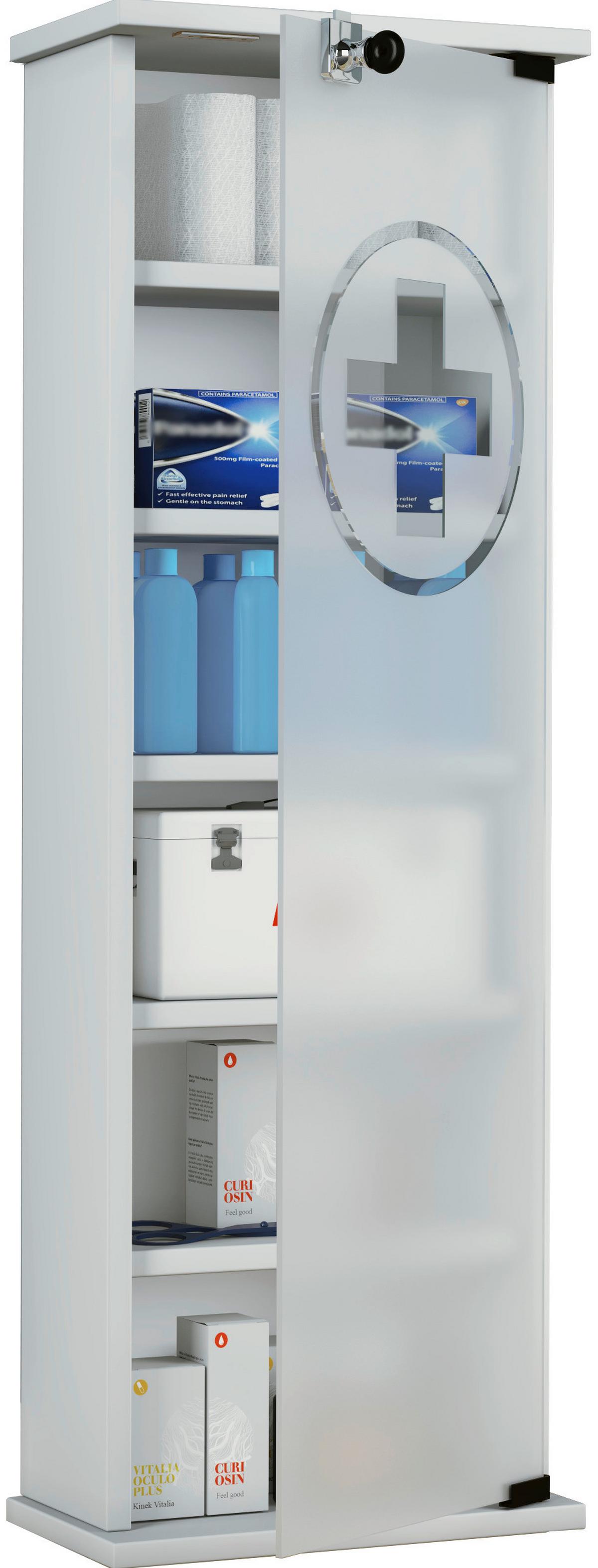 Medizinschrank Gusal Xxl Weiß 31x92 Cm Versperrbar - Weiß, Basics, Glas/Holzwerkstoff (31/92/18cm) - MID.YOU