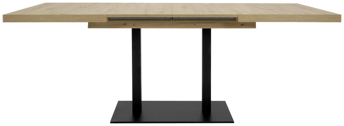 Esstisch ausziehbar Quadrato LxB: 120x80 cm Eiche Dekor - Schwarz/Eiche Artisan, KONVENTIONELL, Holzwerkstoff/Metall (120/80/74cm) - MID.YOU