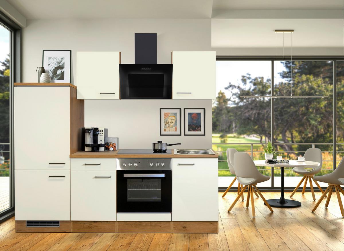 Küchenblock Avila Eichefarben/Magnolie B: 220 cm - Eichefarben/Magnolie, MODERN, Holzwerkstoff (220cm) - FlexWell