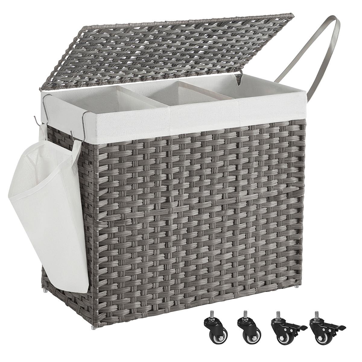 Wäschekorb Grau B: 66 cm - Grau, Basics, Kunststoff/Metall (66/66/33cm)