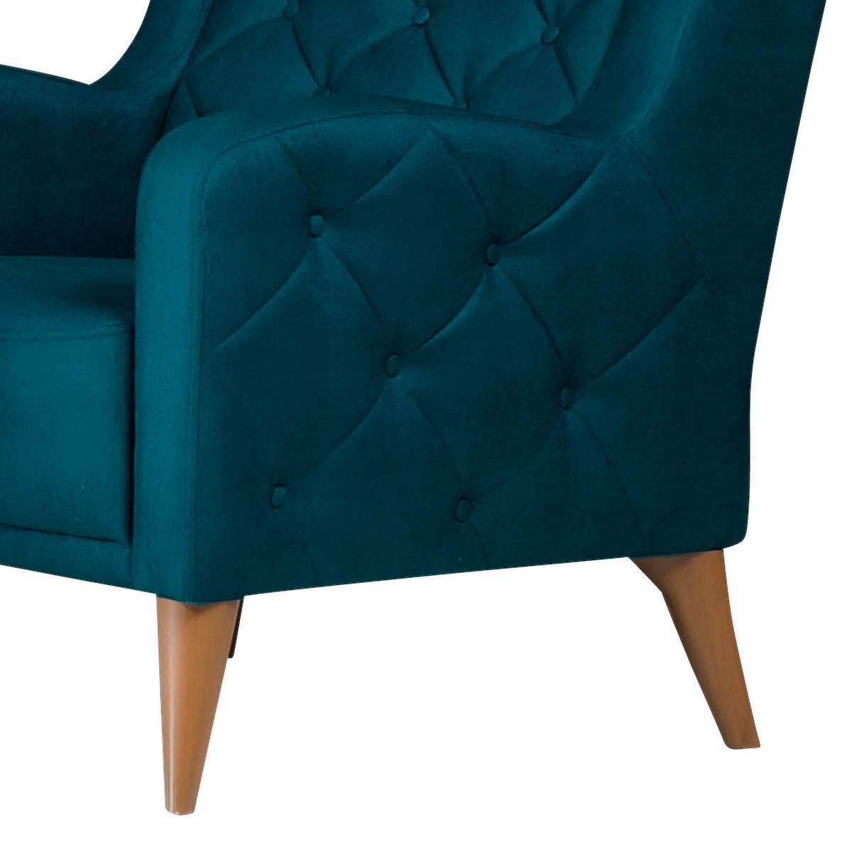 Polsterstuhl Leton Petrol Webstoff - Hellbraun/Petrol, Design, Textil (75/76/92cm) - Livetastic