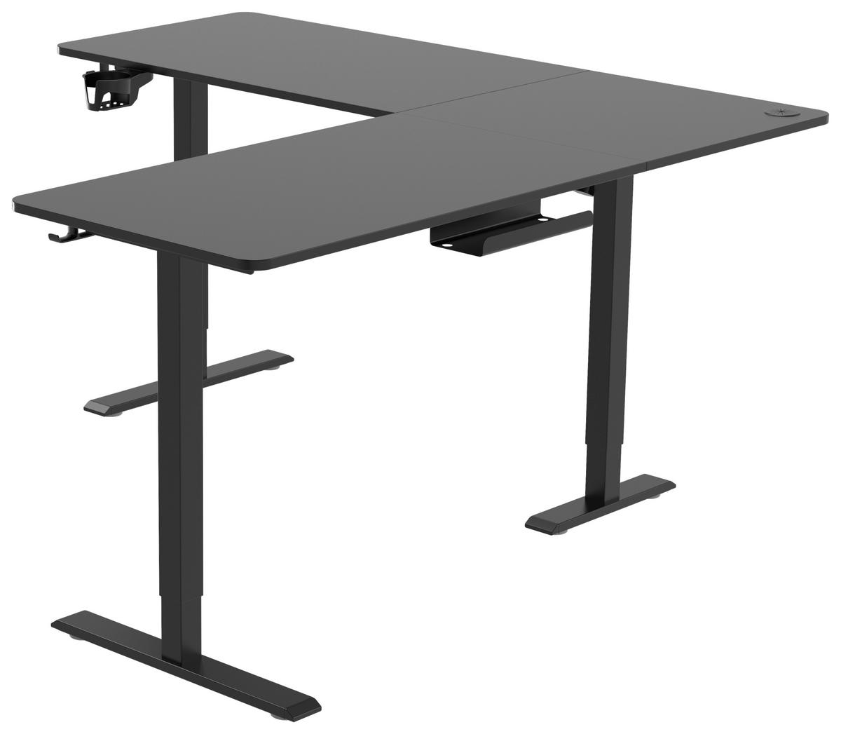 Eckschreibtisch Nimi Schwarz L: 160cm - Schwarz, MODERN, Holzwerkstoff/Kunststoff (160/160/72-117cm) - Livetastic