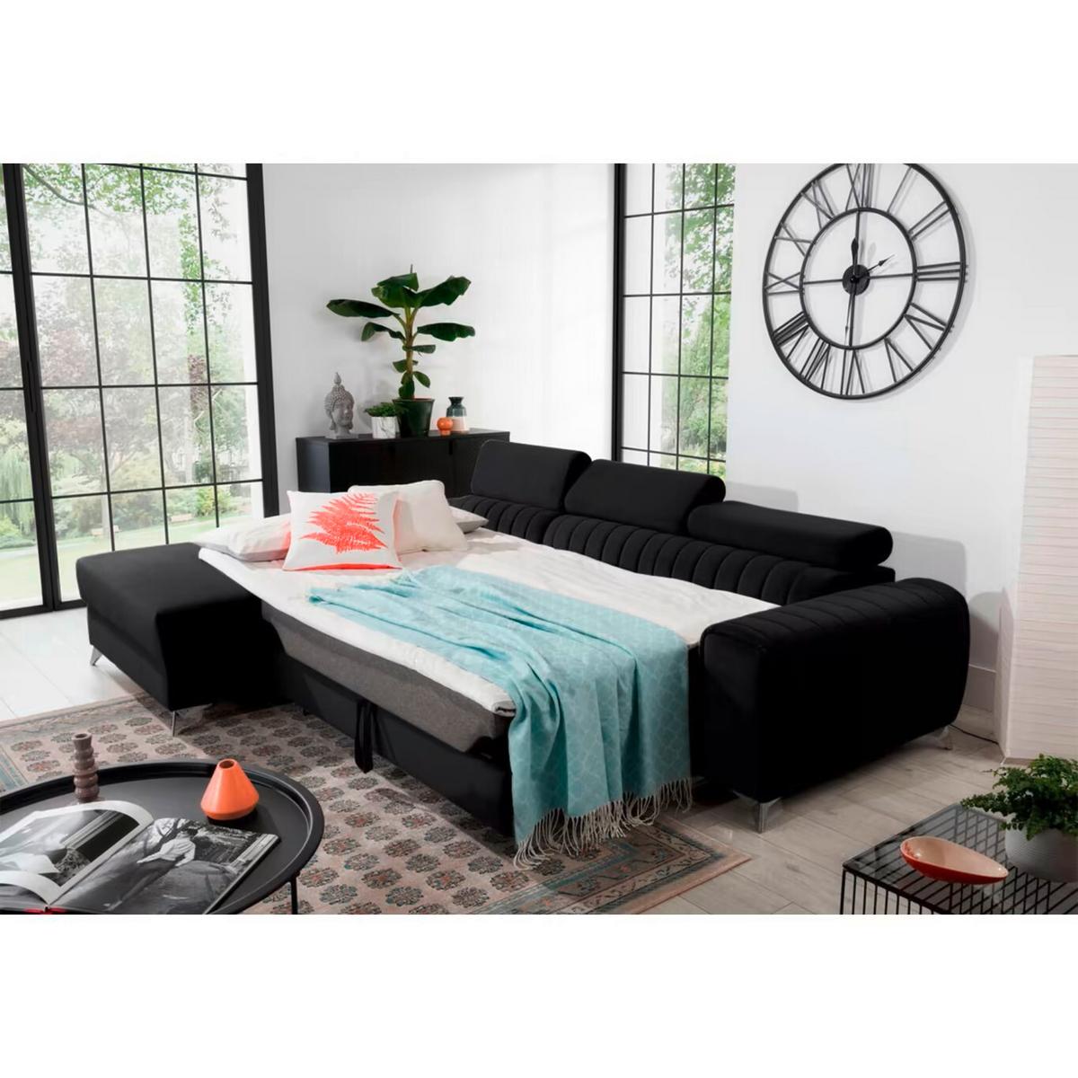 Ecksofa Grayson Schwarz S: 205x278 Cm - Silberfarben/Schwarz, Design, Textil (205/278cm) - MID.YOU