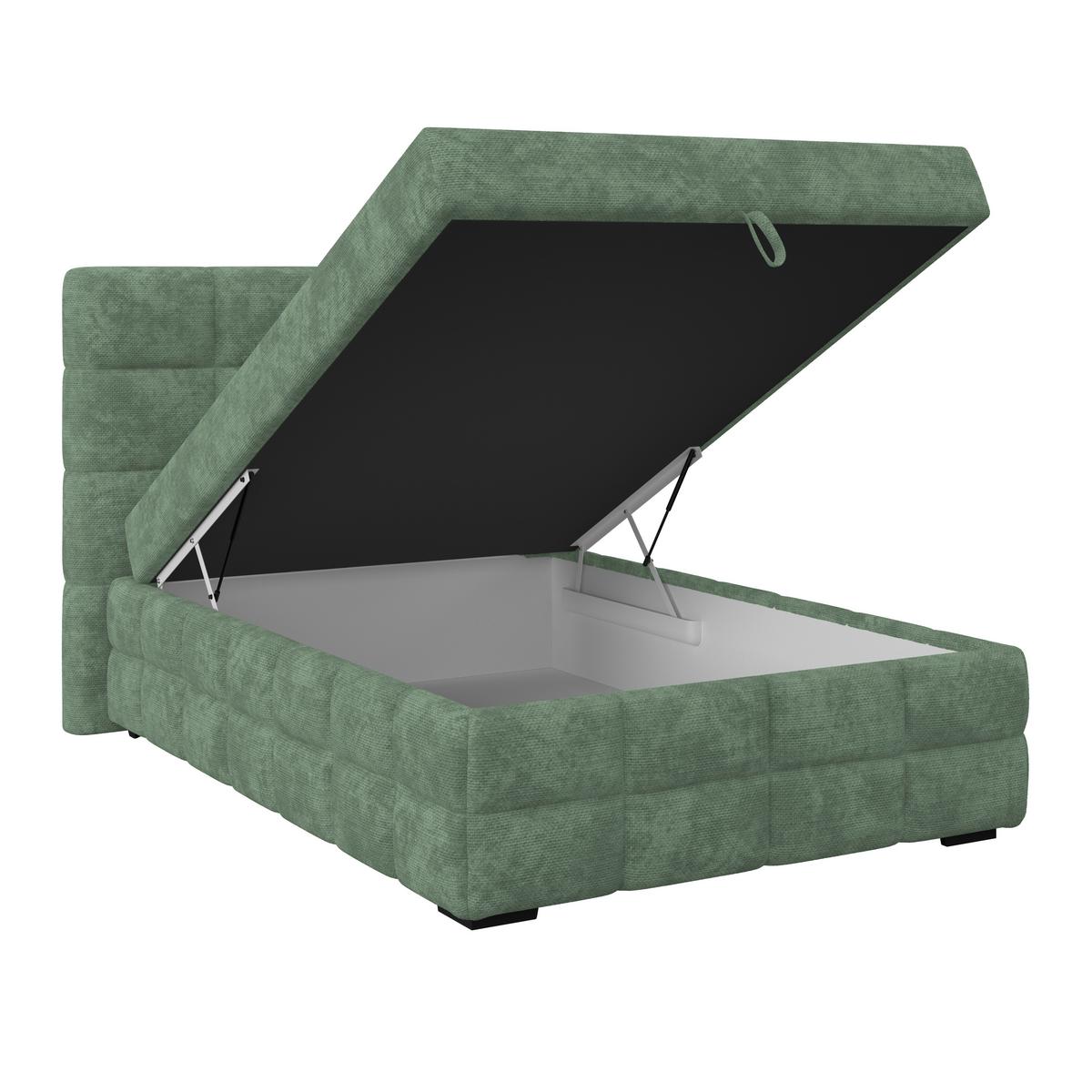 Čalúnená posteľ VEGA 140x200 cm, mätovozelená - čierna/zelená, Trend, drevo/textil (140/200cm)