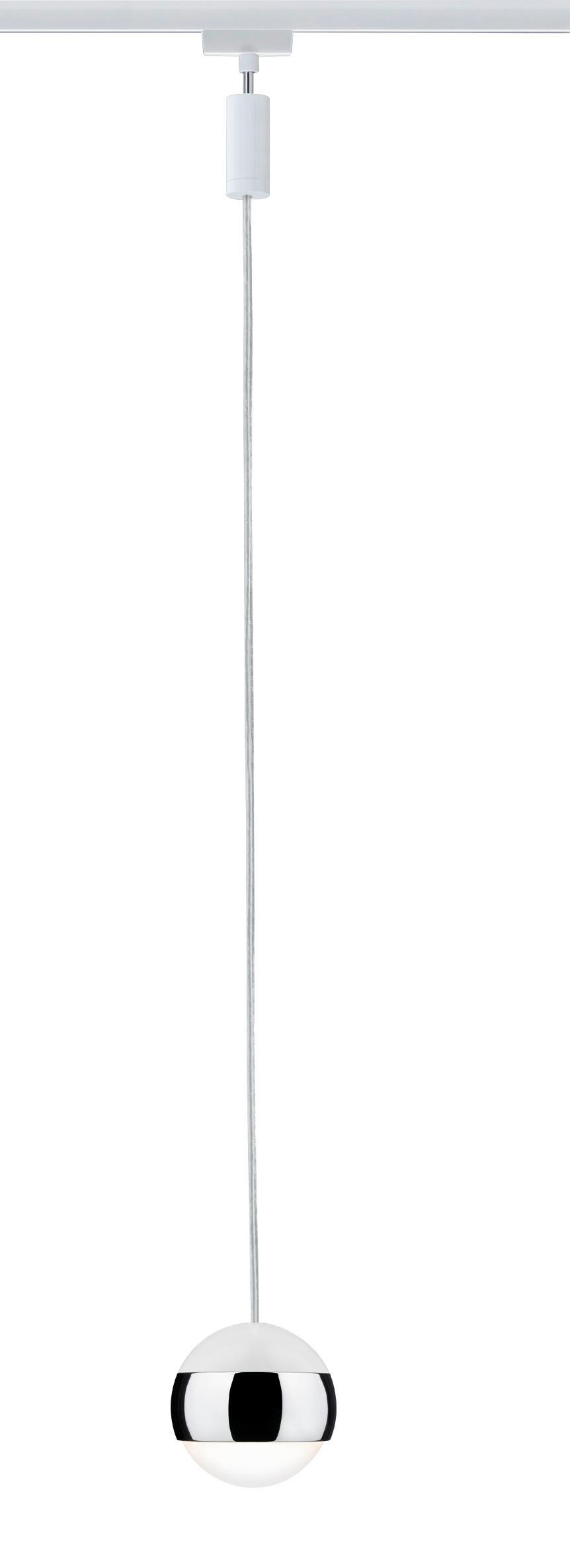 Schienensystem Urail Hängeleuchte 95458 Kugelform - Chromfarben/Weiß, Design, Metall (8,7/130cm) - Paulmann