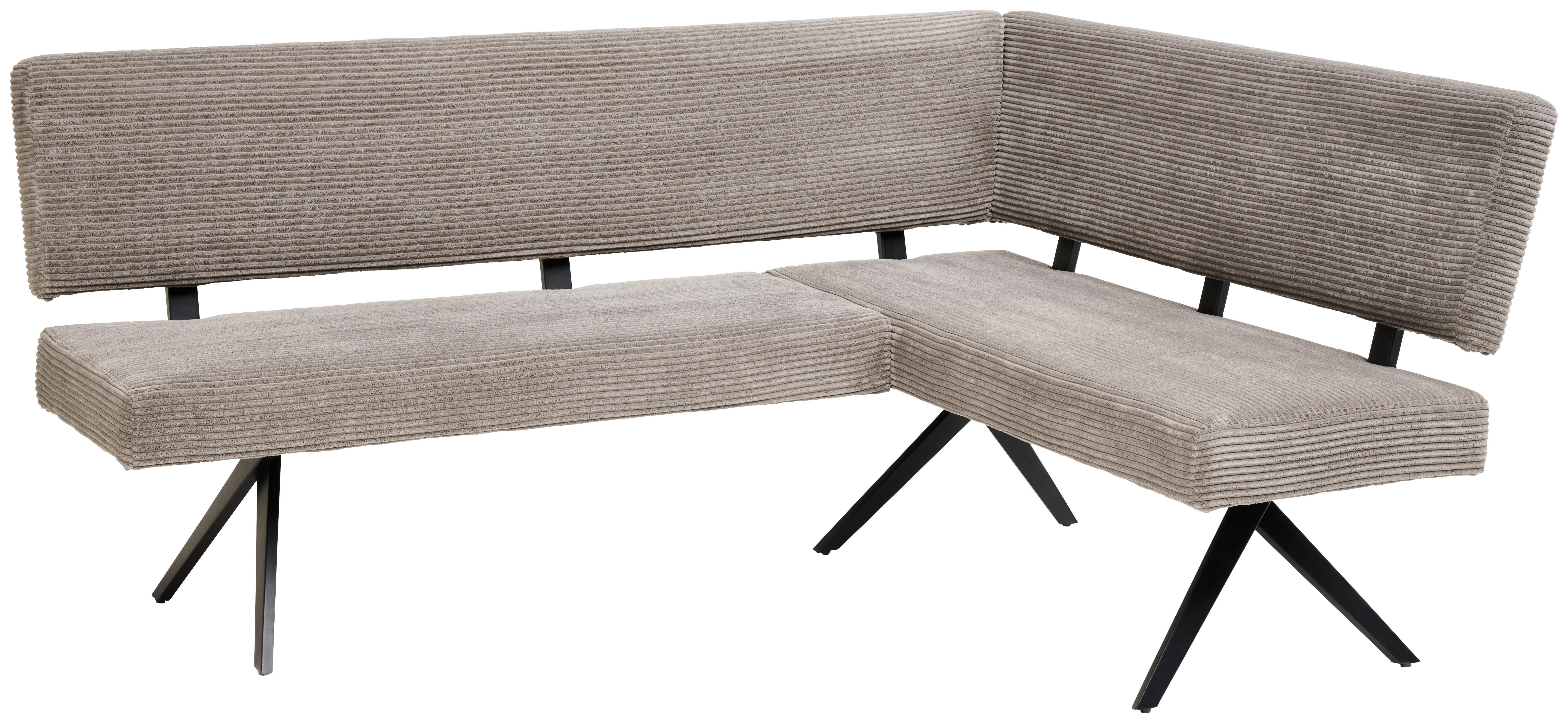 Eckbank Chios Cord Dunkelgrau, S: 190x150cm - Dunkelgrau/Schwarz, KONVENTIONELL, Textil/Metall (190/150cm) - MID.YOU