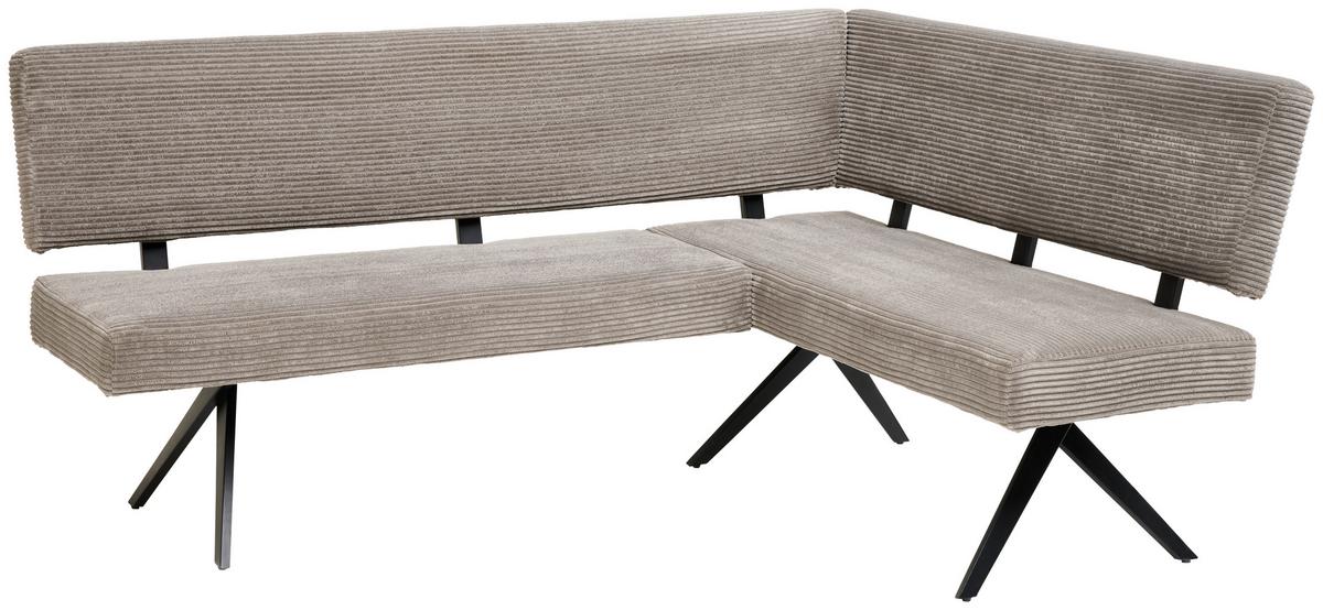 Eckbank Chios Cord Dunkelgrau, S: 190x150cm - Schwarz/Grau, KONVENTIONELL, Textil/Metall (190/150cm) - MID.YOU