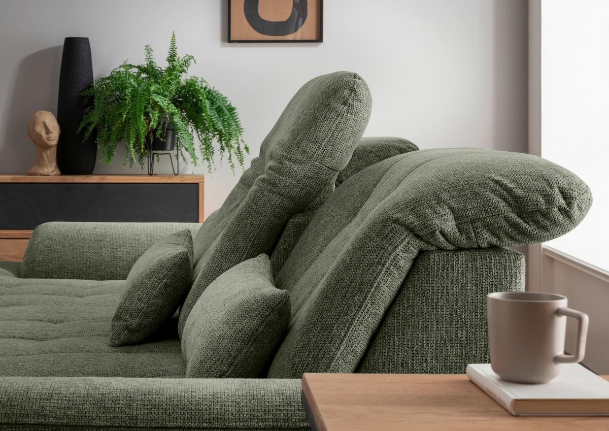 Ecksofa Rigatti, Grün S: 184x314 cm - Chromfarben/Grün, MODERN, Textil (184/314cm) - Livetastic