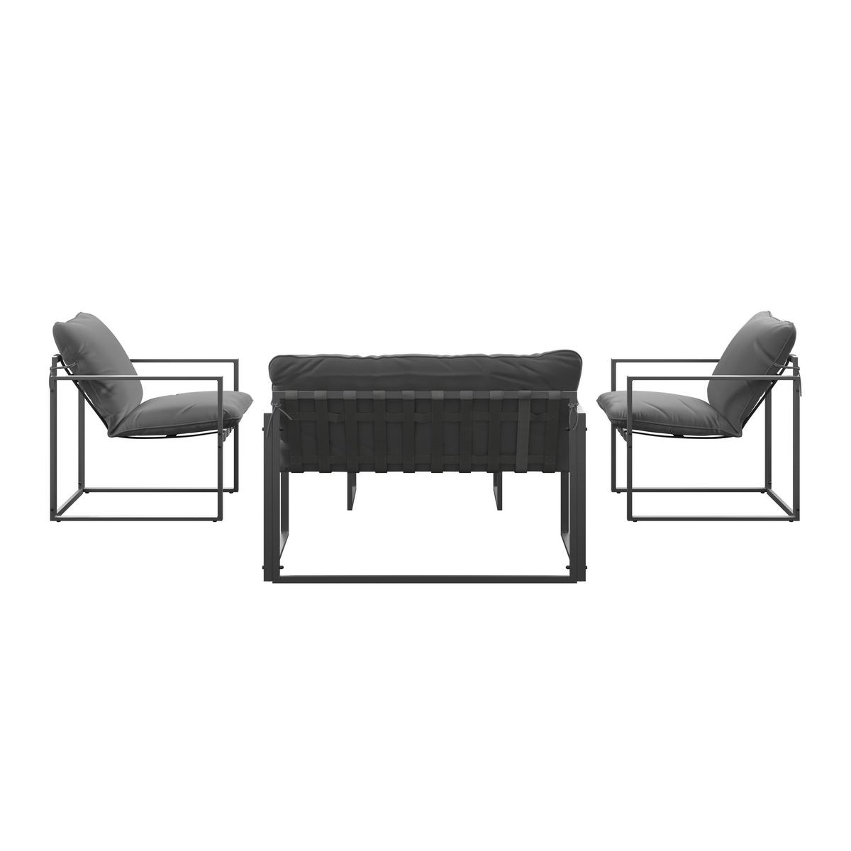 Loungegarnitur Göteborg *ph* - Dunkelgrau/Schwarz, MODERN, Glas/Textil (114/67/70cm) - Beldano