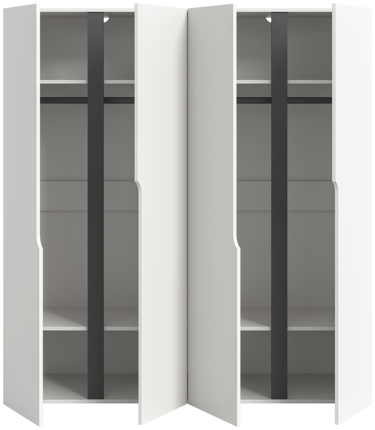 DREHTÜRENSCHRANK Anga Weiß B: 160cm - Weiß, MODERN, Holzwerkstoff (160/180/51cm) - MID.YOU