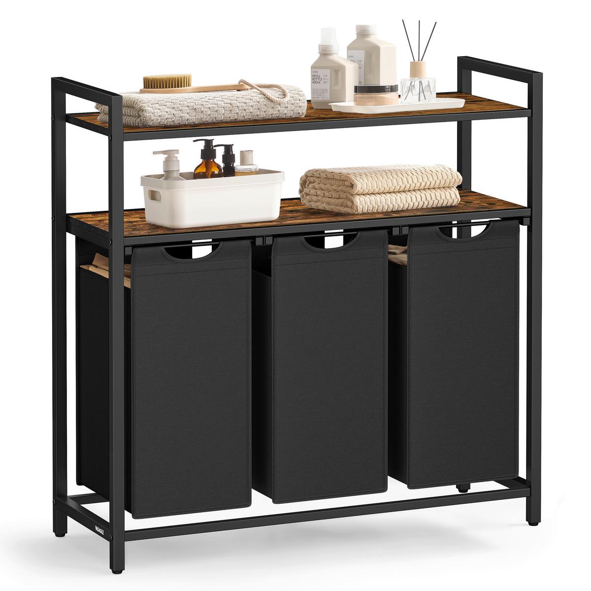 Wäschekorb Luandry Basket - Schwarz/Braun, MODERN, Holzwerkstoff/Metall (92,5/92/33cm) - MID.YOU