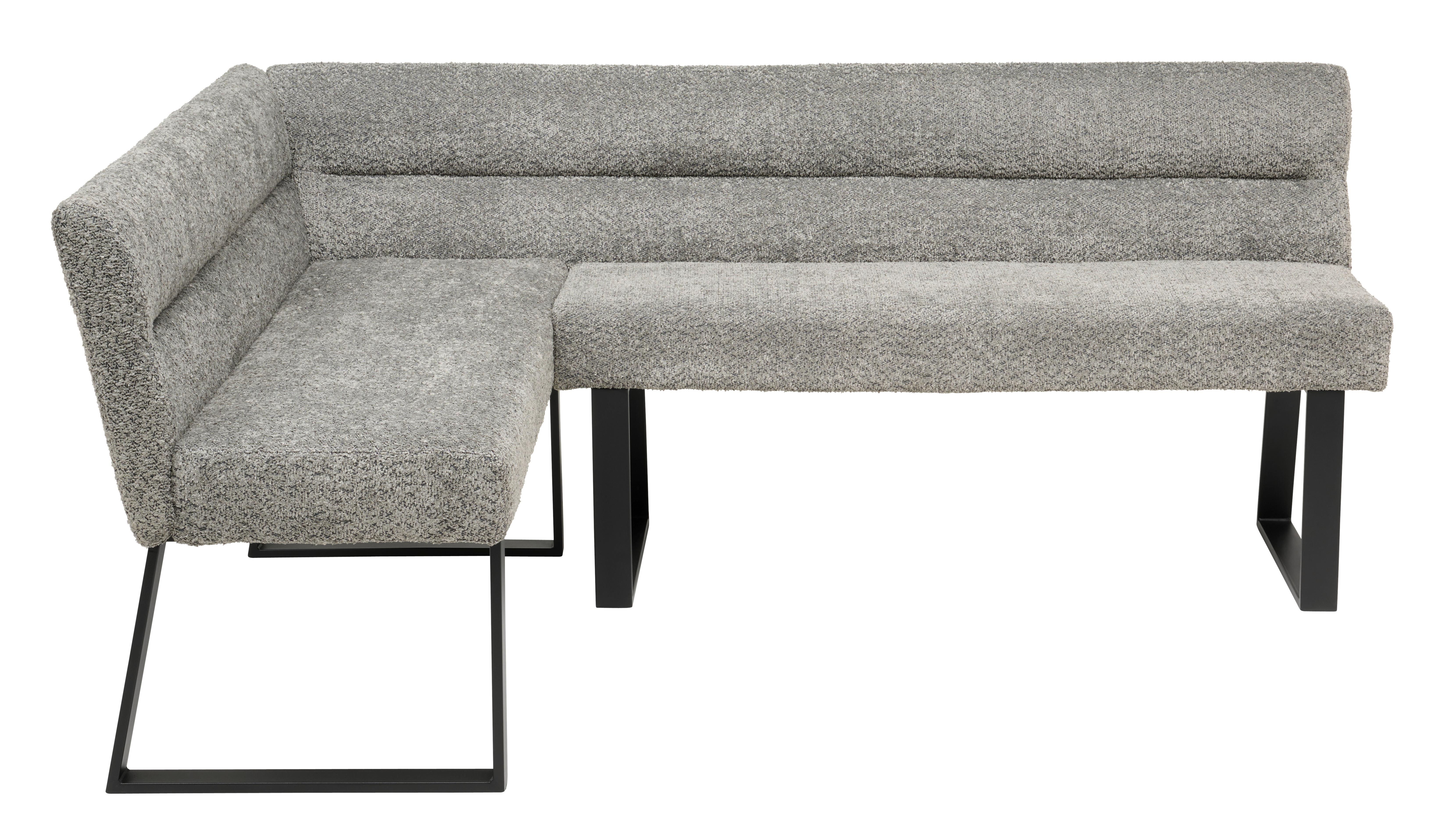 Eckbank Kea Grau, S. 150x190cm - Schwarz/Grau, KONVENTIONELL, Textil/Metall (150/190cm) - MID.YOU