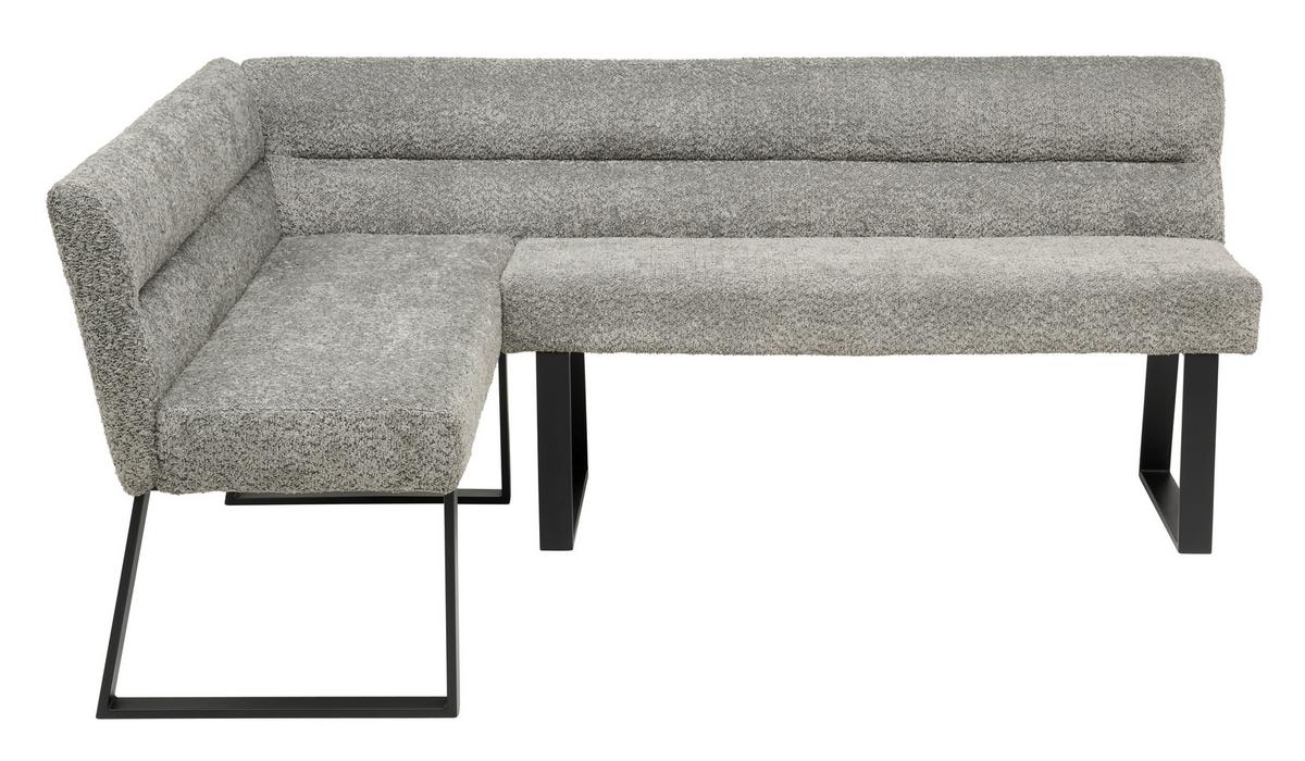 Eckbank Kea Grau, S. 150x190cm - Schwarz/Grau, KONVENTIONELL, Textil/Metall (150/190cm) - MID.YOU
