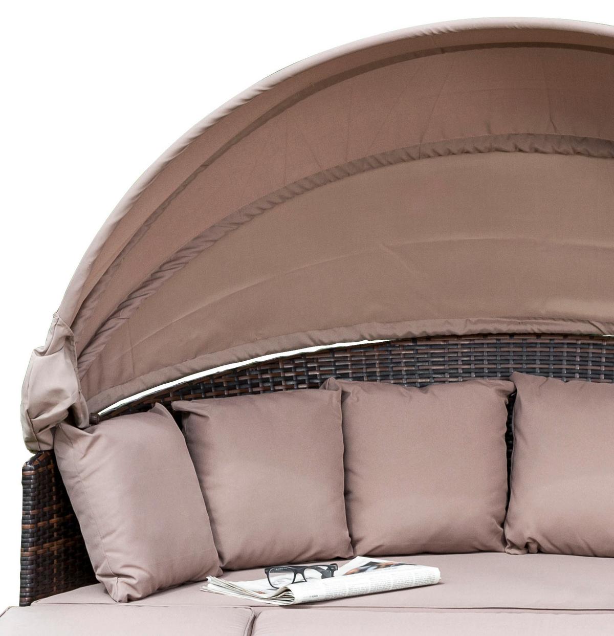 Gartenmuschel Riva Metall/ Kunststoff/Textil verstellbar - Taupe/Braun, KONVENTIONELL, Kunststoff/Textil (180/88/183cm) - Gardenson