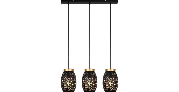 Hängeleuchte Alba H: 120 cm 3-Flammig, Schwarz/Goldfarben - Goldfarben/Schwarz, ROMANTIK / LANDHAUS, Metall (58/120/6cm) - James Wood