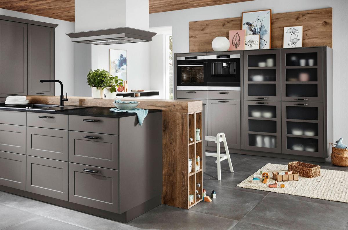 Einbauküche Neapel Frei Planbar Landhausstil - Weiß/Grau, MODERN, Holzwerkstoff - Vertico