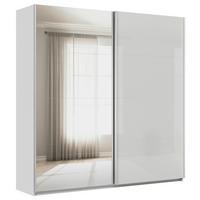 Tolóajtós Szekrény Feldkirch 225/229cm - ezüst/magasfényű szürke, Modern, faalapú anyag/Üveg (225/229/62cm)