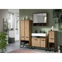 Badezimmer Bagno Schwarz /Eiche Artisan Dekor B: 169cm - Schwarz/Eiche Artisan, Trend, Glas/Holzwerkstoff (169cm) - MID.YOU