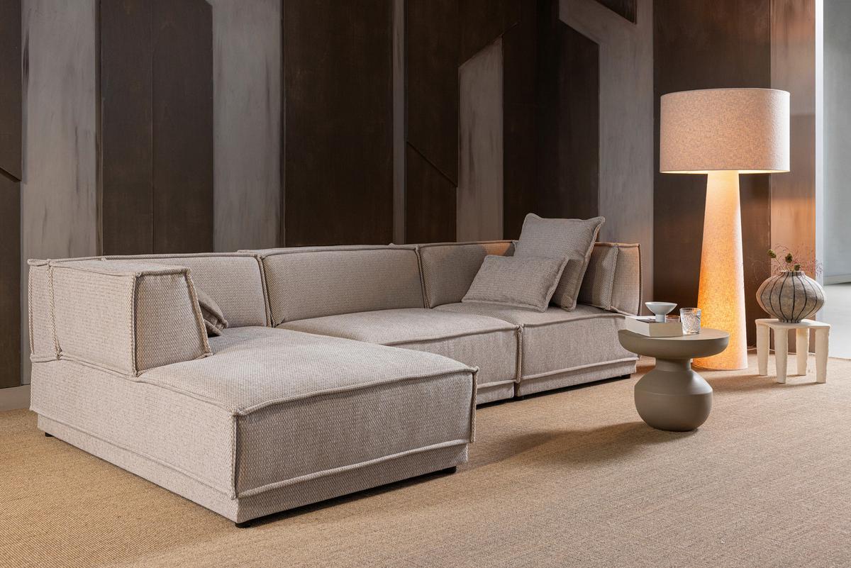 ECKSOFA Manu Naturfarben 160x286cm - Schwarz/Naturfarben, MODERN, Textil (160/286cm) - Livetastic