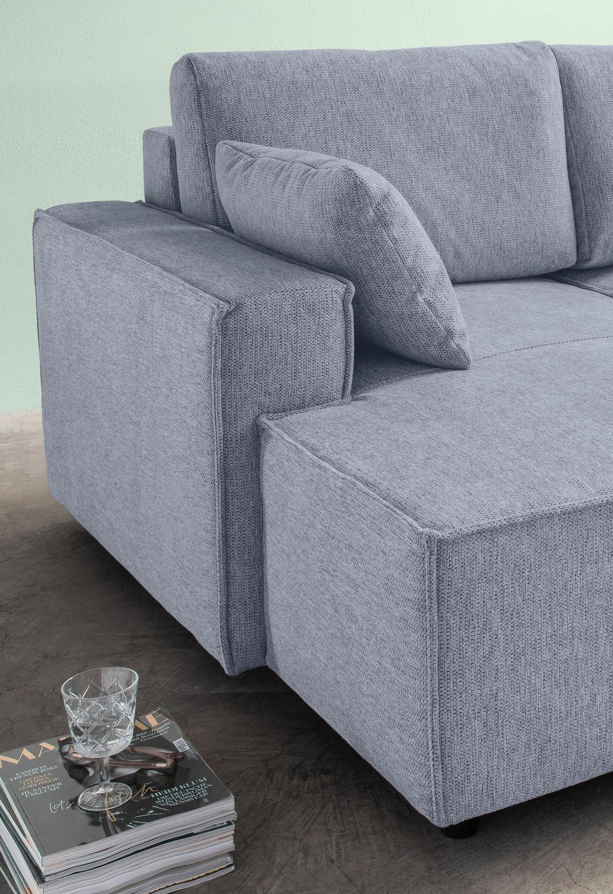 Bigsofa Tramin, Silberfarben B: 188 Cm - Schwarz/Grau, MODERN, Textil (188/86/154cm) - Livetastic