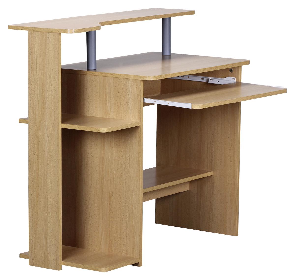 Computertisch Mit Ablagefächer B 94cm H 90cm, Buchedekor - Buchefarben, KONVENTIONELL, Holzwerkstoff (48/94/90cm) - MID.YOU