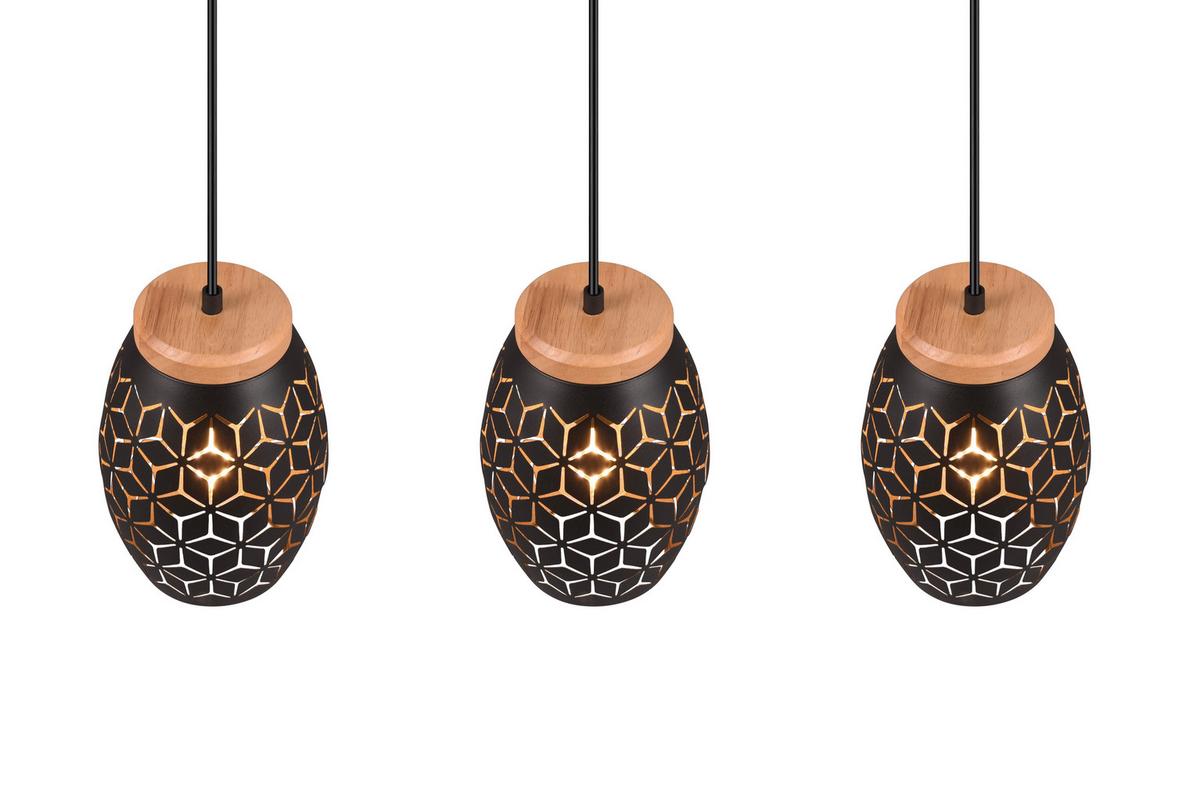 Pendelleuchte R31573080 Bidar - Goldfarben/Schwarz, Basics, Holz/Metall (71/15/150cm)