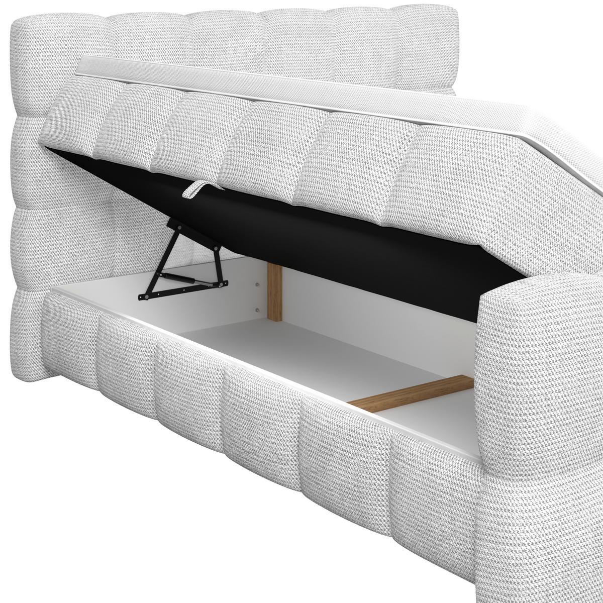 Boxspringbett Brisbane inkl. Bettkasten 200x200 - Grauweiß/Schwarz, Trend, Holz/Holzwerkstoff (200/200cm) - Sembella
