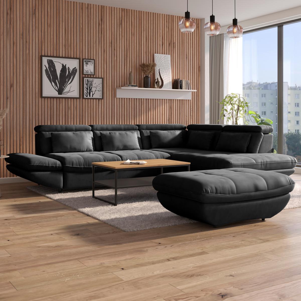Hocker Park - Anthrazit/Schwarz, MODERN, Textil (107/75cm) - Luca Bessoni