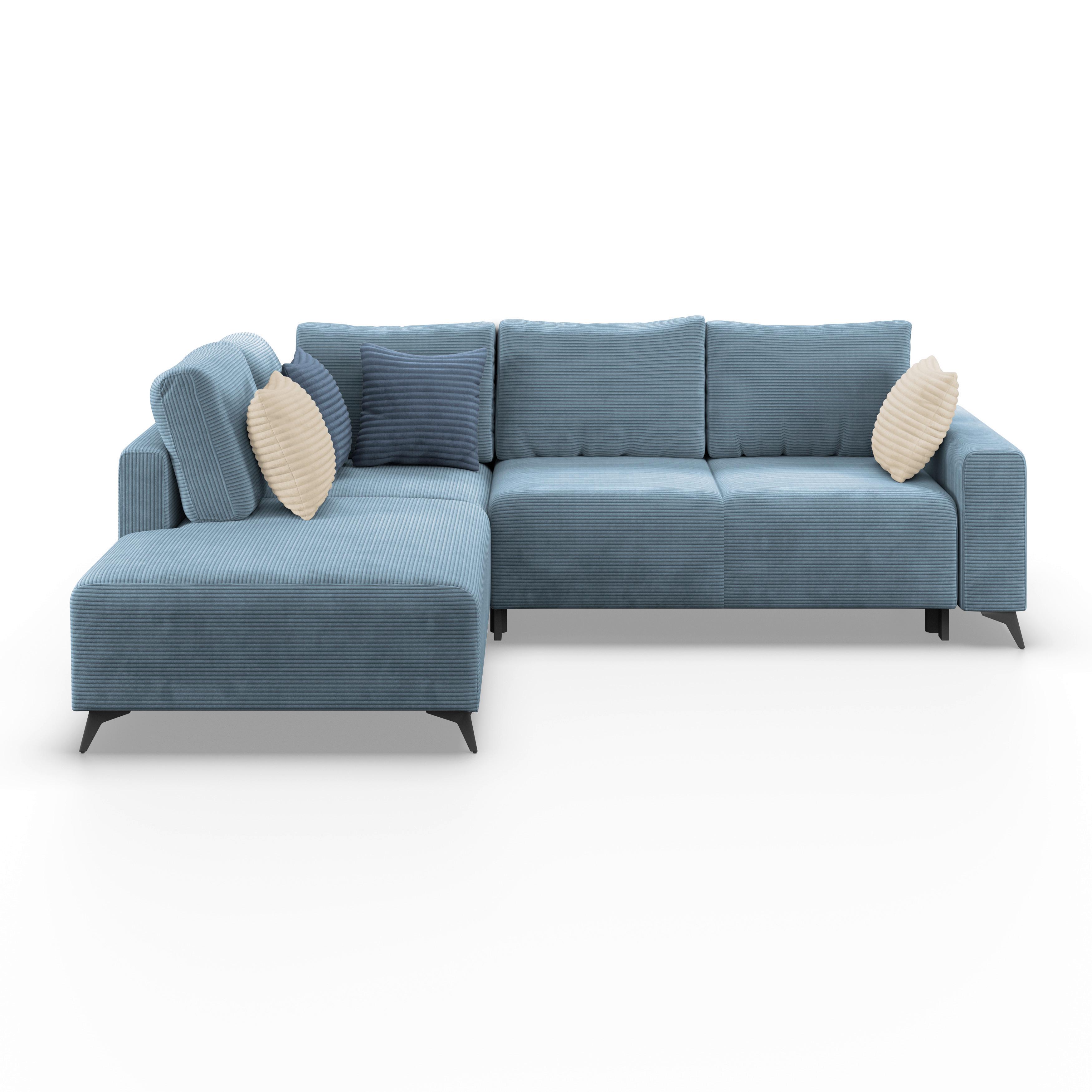 Ecksofa mit Schlaffunktion Lincoln Blau Cord 212x270 cm