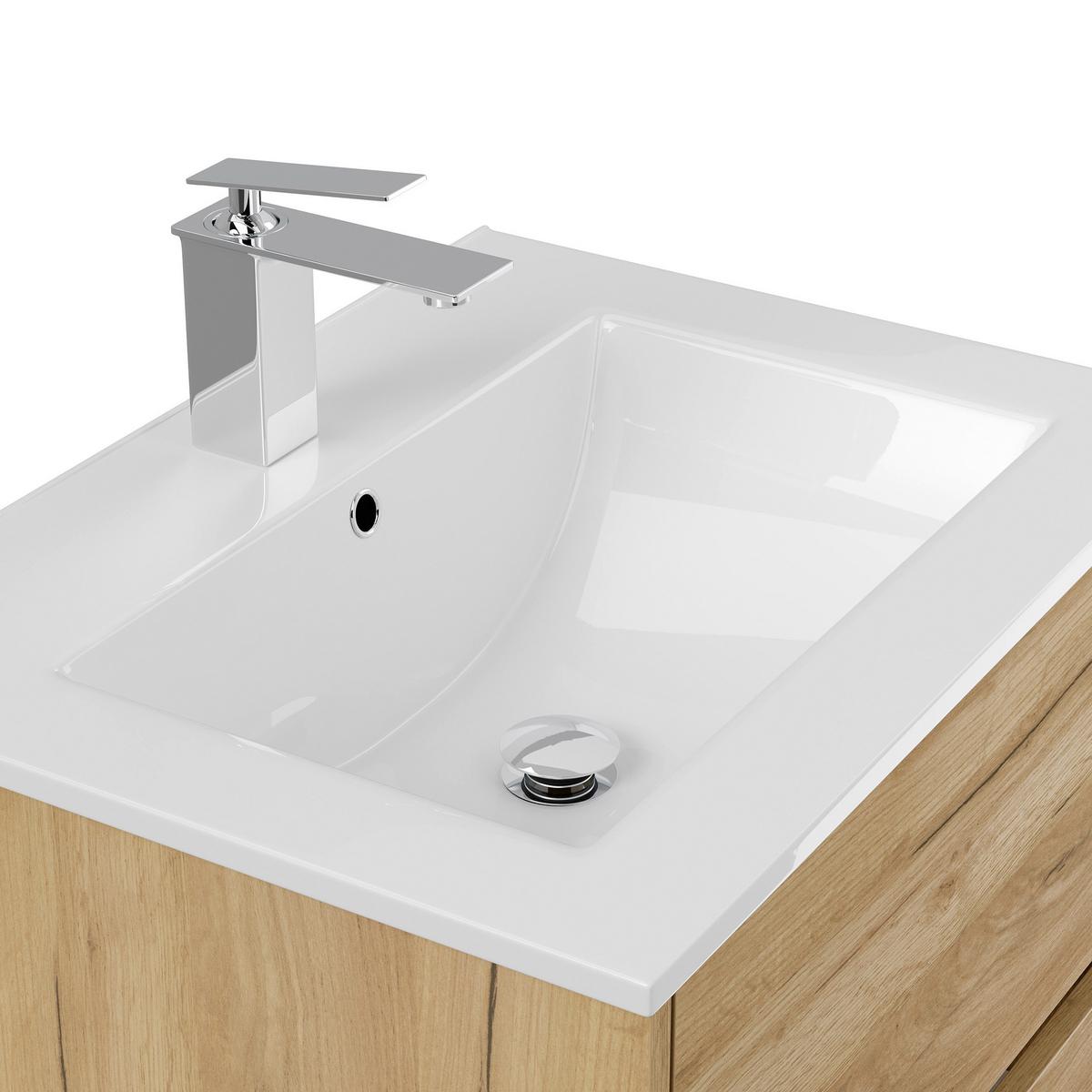 BADEZIMMER Limes, Eichefarben B: 60 cm - Eichefarben/Weiß, Basics, Keramik/Holzwerkstoff (60cm) - MID.YOU