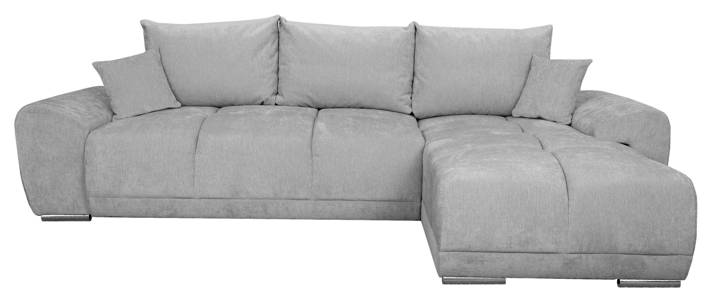 ECKSCHLAFSOFA Ramon, Hellgrau S: 296x182 cm - Chromfarben/Beige, Trend, Textil (296/182cm)