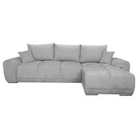 ECKSCHLAFSOFA Ramon, Hellgrau S: 296x182 cm - Chromfarben/Beige, Trend, Textil (296/182cm)