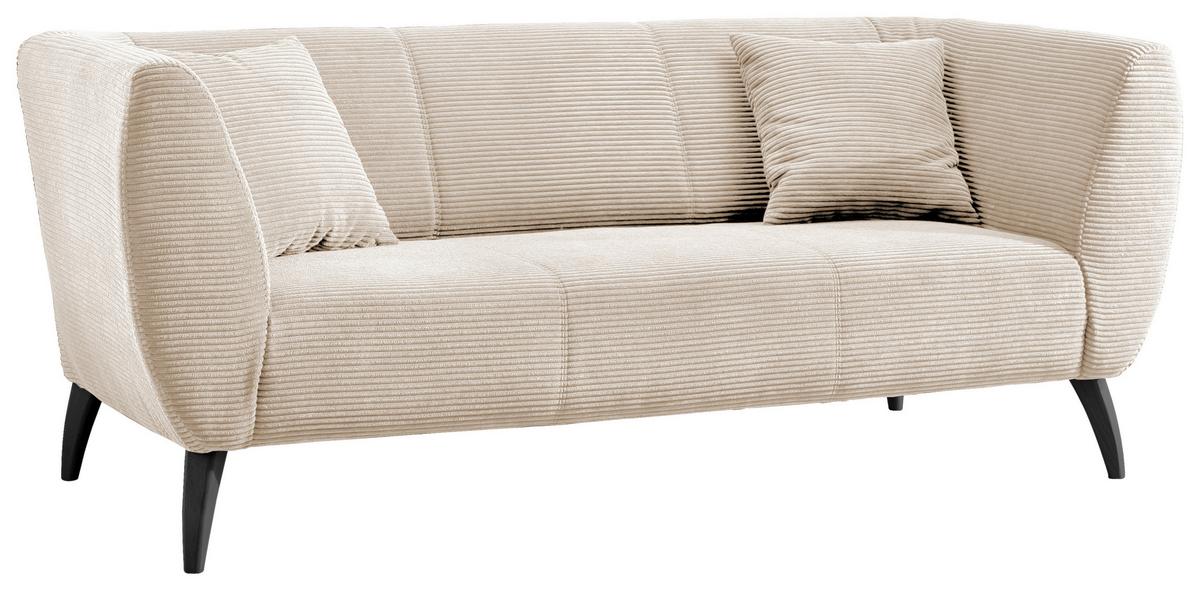 3-Sitzer-Sofa Colori Beige Rücken Echt - Beige/Schwarz, MODERN, Textil (208/83/88cm) - MID.YOU