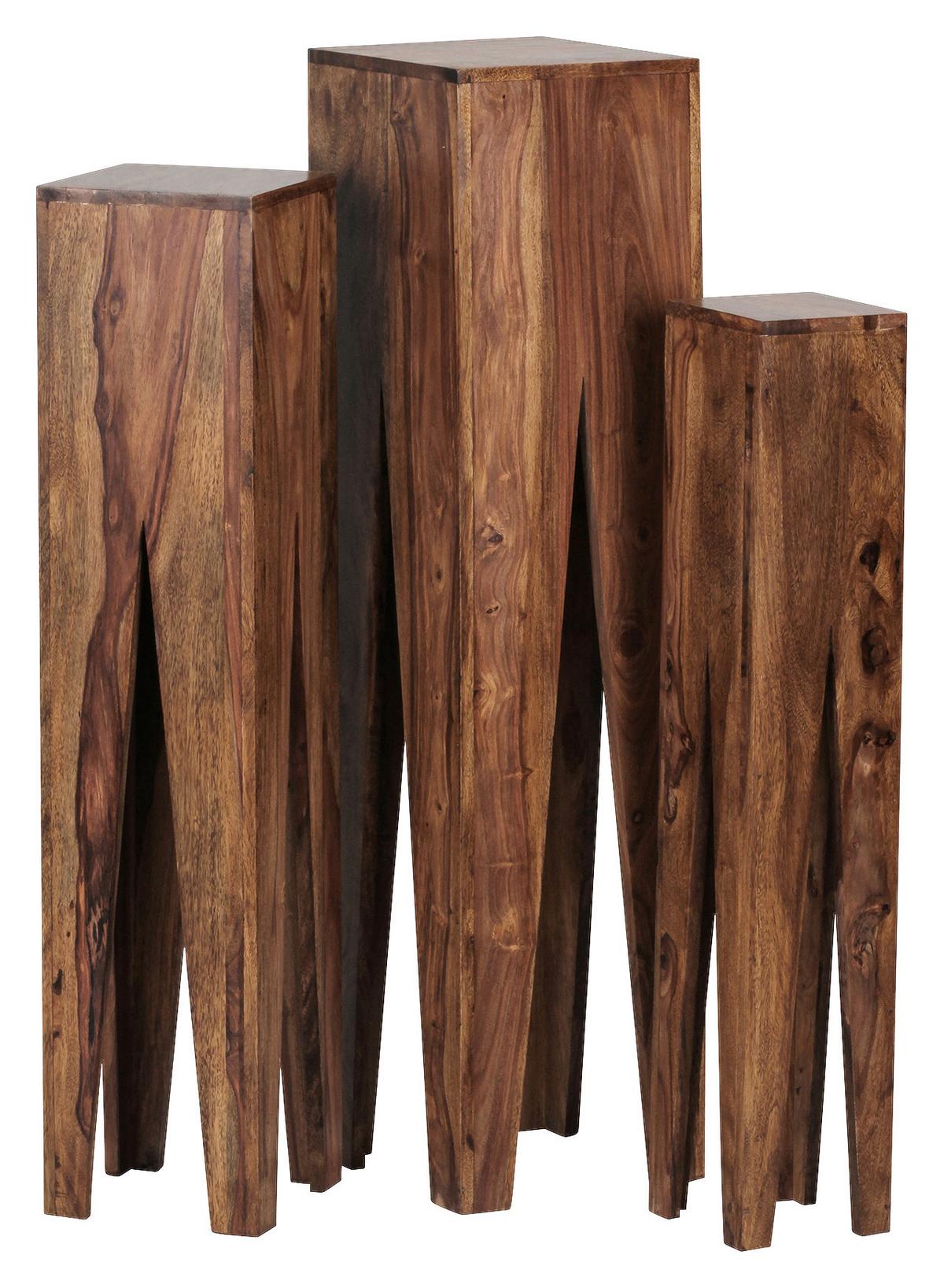 Dekosäulen 3er-set Sheesham Massiv Kada - Sheeshamfarben, Design, Holz - MID.YOU