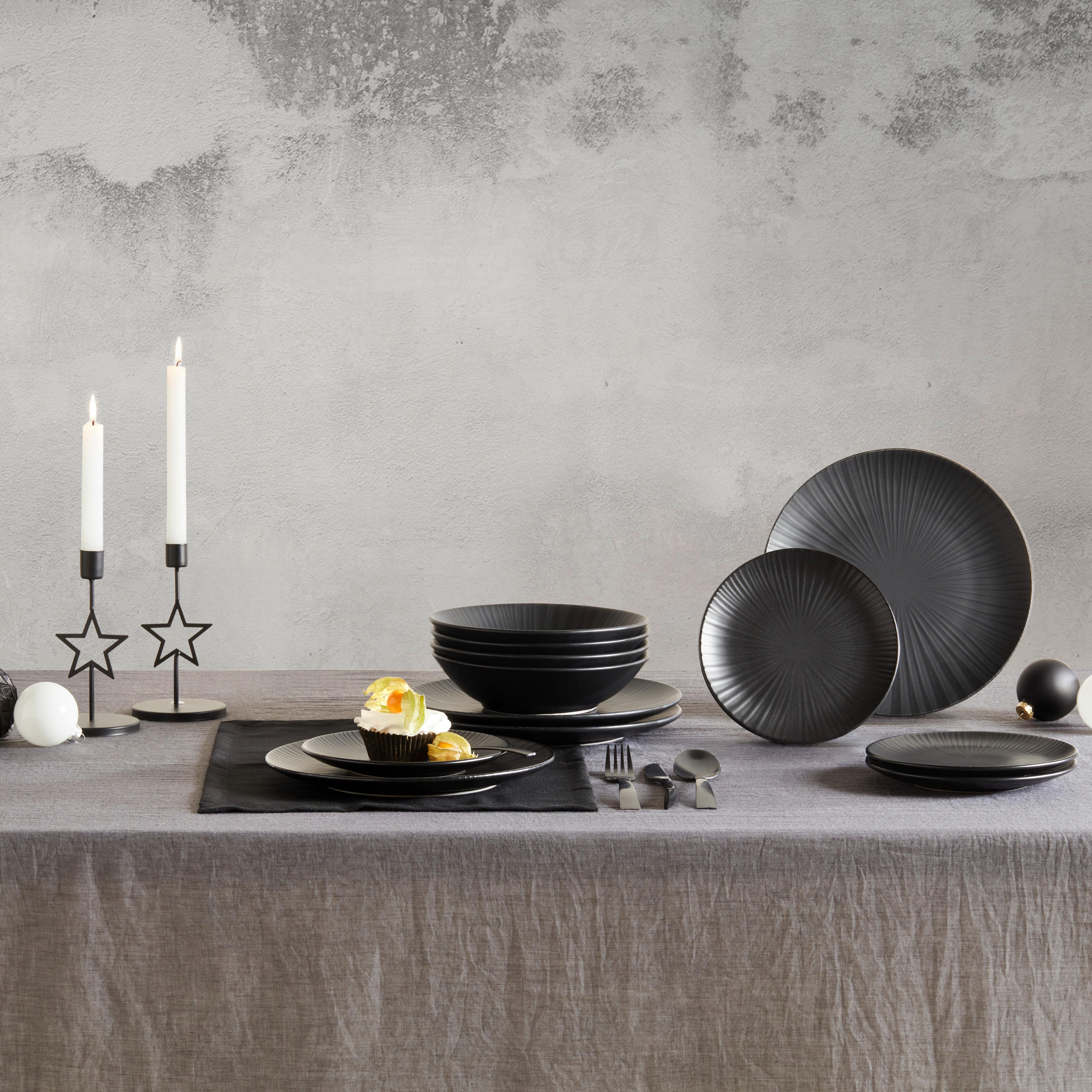 Jídelní souprava Black, 12dílná - černá, Moderní, keramika - Premium Living
