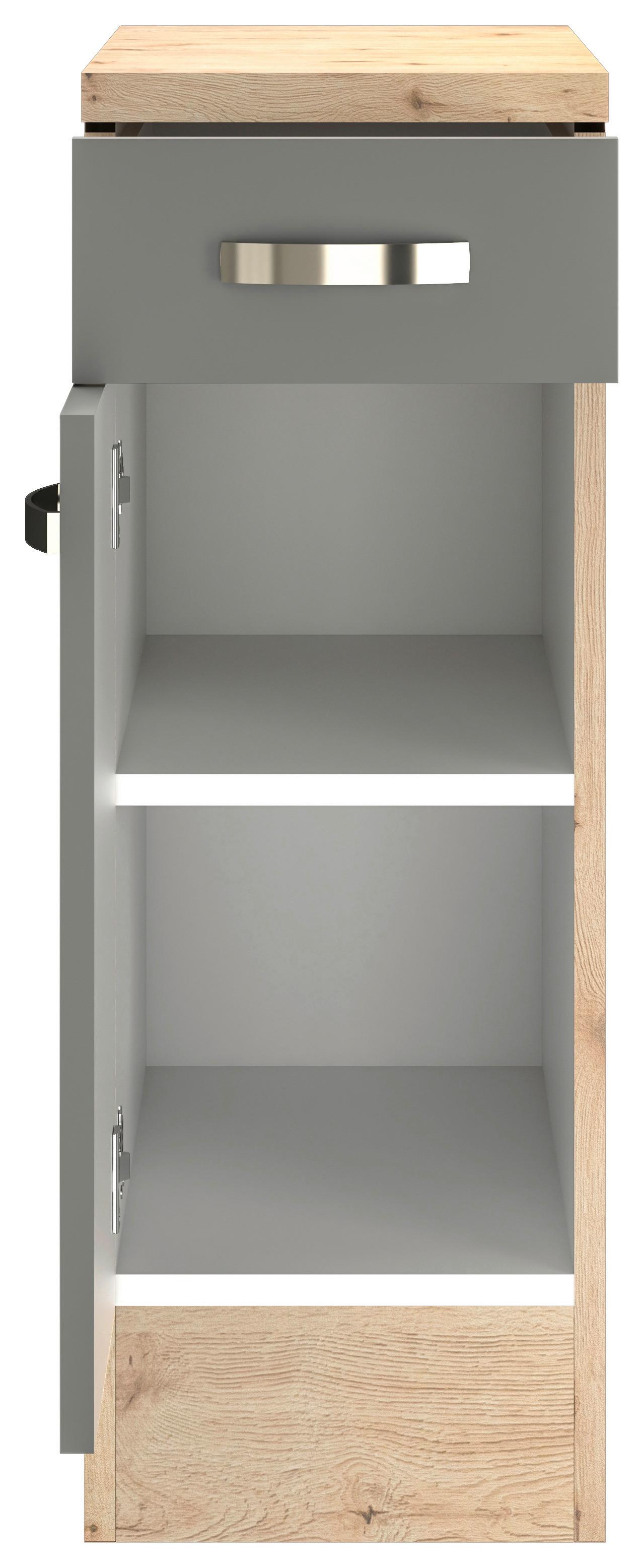 Spodná kuchynská skrinka SHADOW  US30 sivá - dub San Remo/farba ušľachtilej ocele, Modern, kov/kompozitné drevo (30/85/60cm)