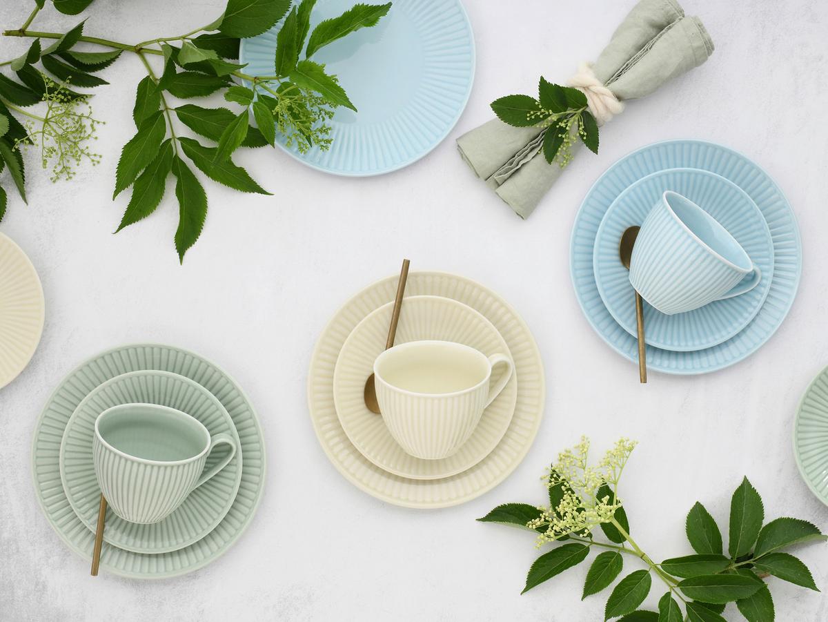 Kaffeeservice Valencia,18 -Teilig. Creme,pastellgrün,pastellblau - Pastellblau/Pastellgrün, Basics, Keramik - Creatable