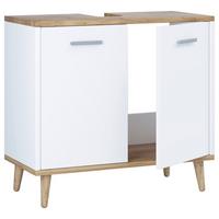 Waschbeckenunterschrank Landos B: 60 cm Weiß/Honigeiche - Honigeiche/Weiß, MODERN, Holzwerkstoff (60/56/28cm) - MID.YOU