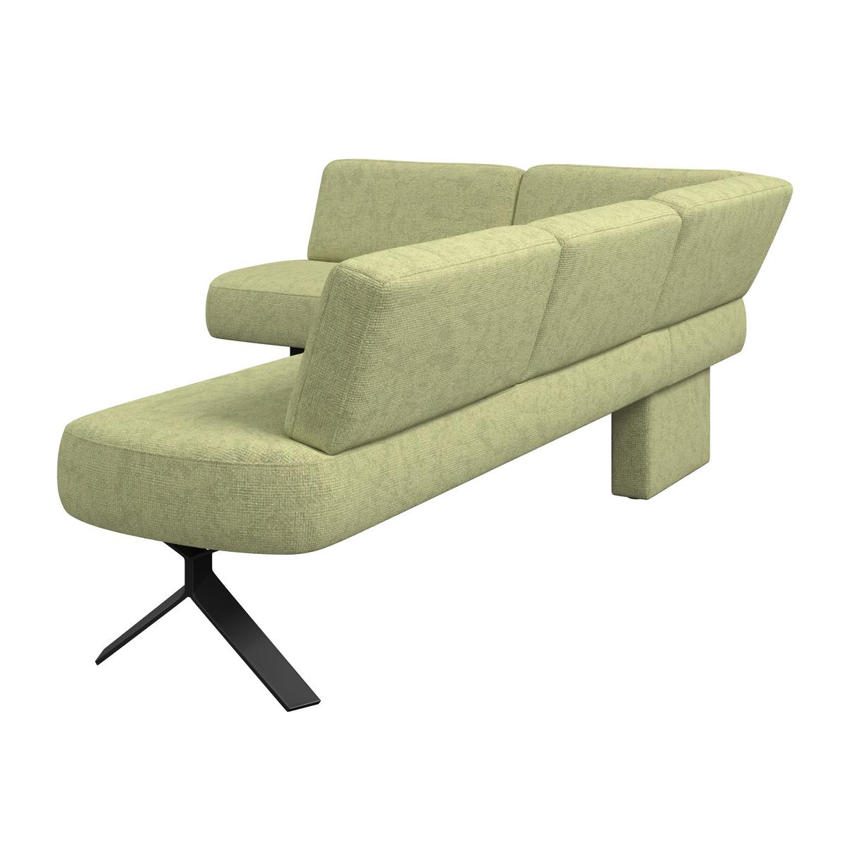 Eckbank olivgrün/Metallbeine Ulmo, S: 176x248cm - Schwarz/Olivgrün, MODERN, Textil/Metall (176/248cm)