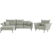 Sitzgarnitur Jakarta - Edelstahlfarben/Hellgrau, Design, Textil (185/265cm) - Livetastic