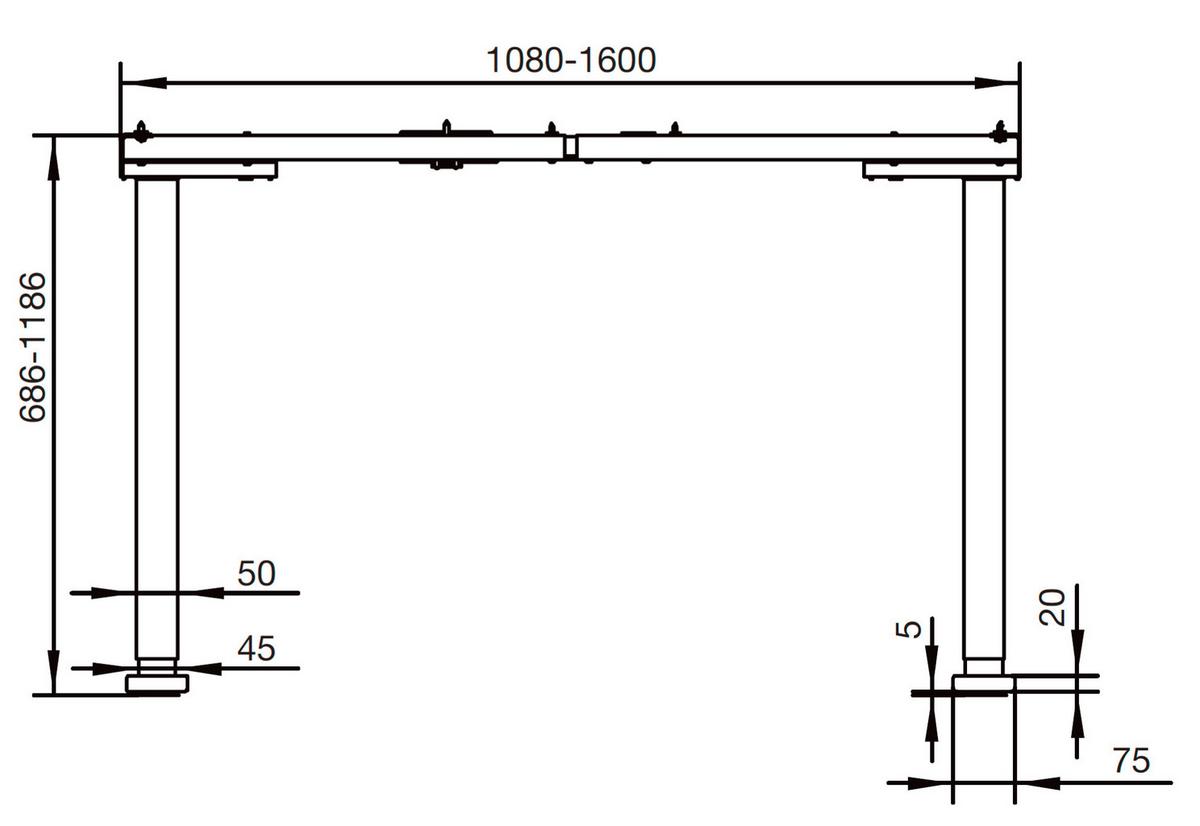 Schreibtisch Office Edition Grau/weiß B: 138m H: 69-119 Cm - Weiß/Grau, MODERN, Holzwerkstoff/Metall (138/69-119/67cm) - MID.YOU