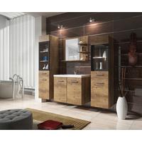 Badmöbel-Set 5-Tlg. inkl. LED Madrit B: 140 cm Eiche Dekor - Kastanienfarben/Kastanieneichefarben, LIFESTYLE, Glas/Holzwerkstoff (120cm) - P & B