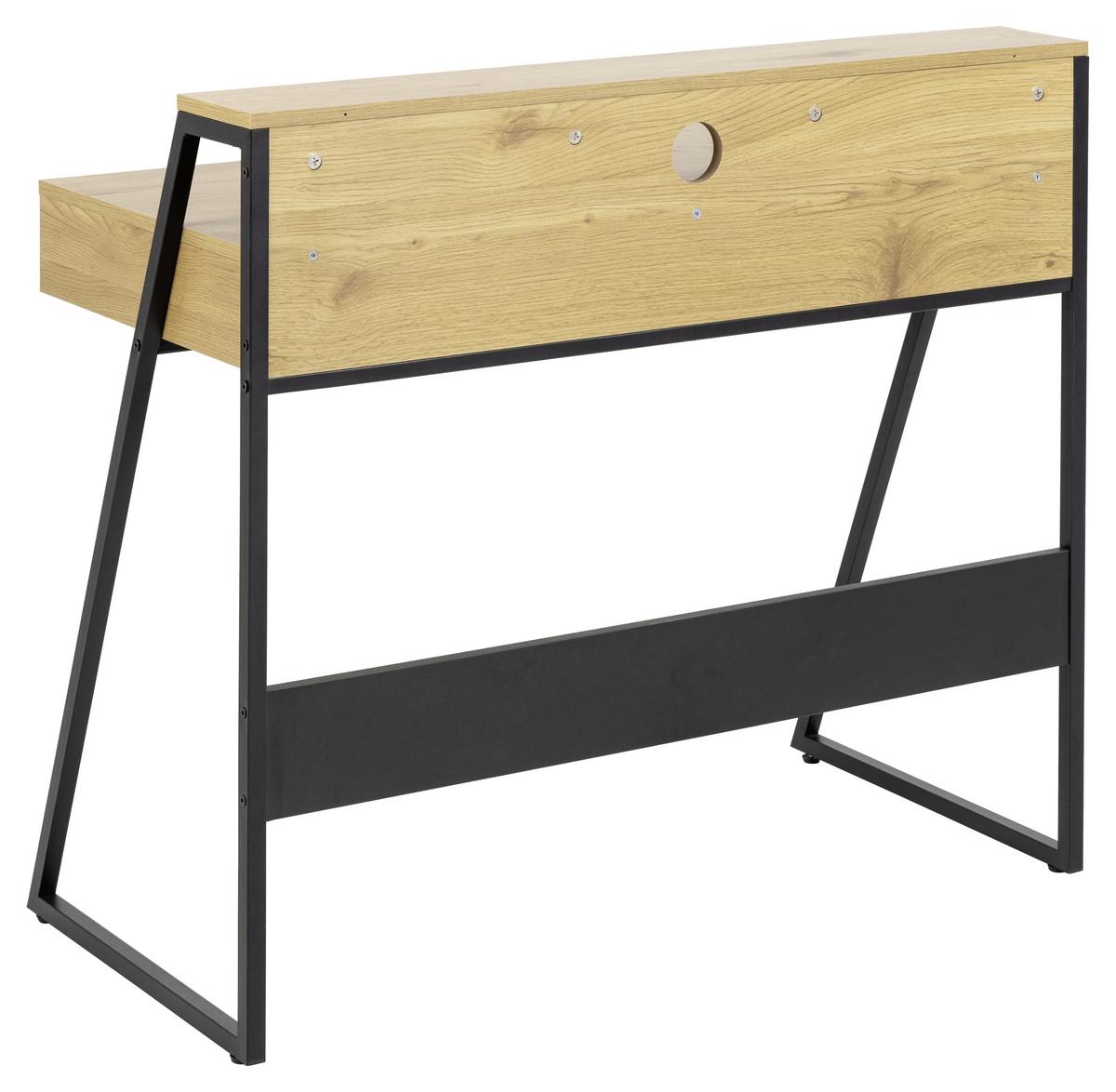 Psací stůl REECE - divoký dub/černá, Trend, kov/kompozitní dřevo (100/88/50cm)