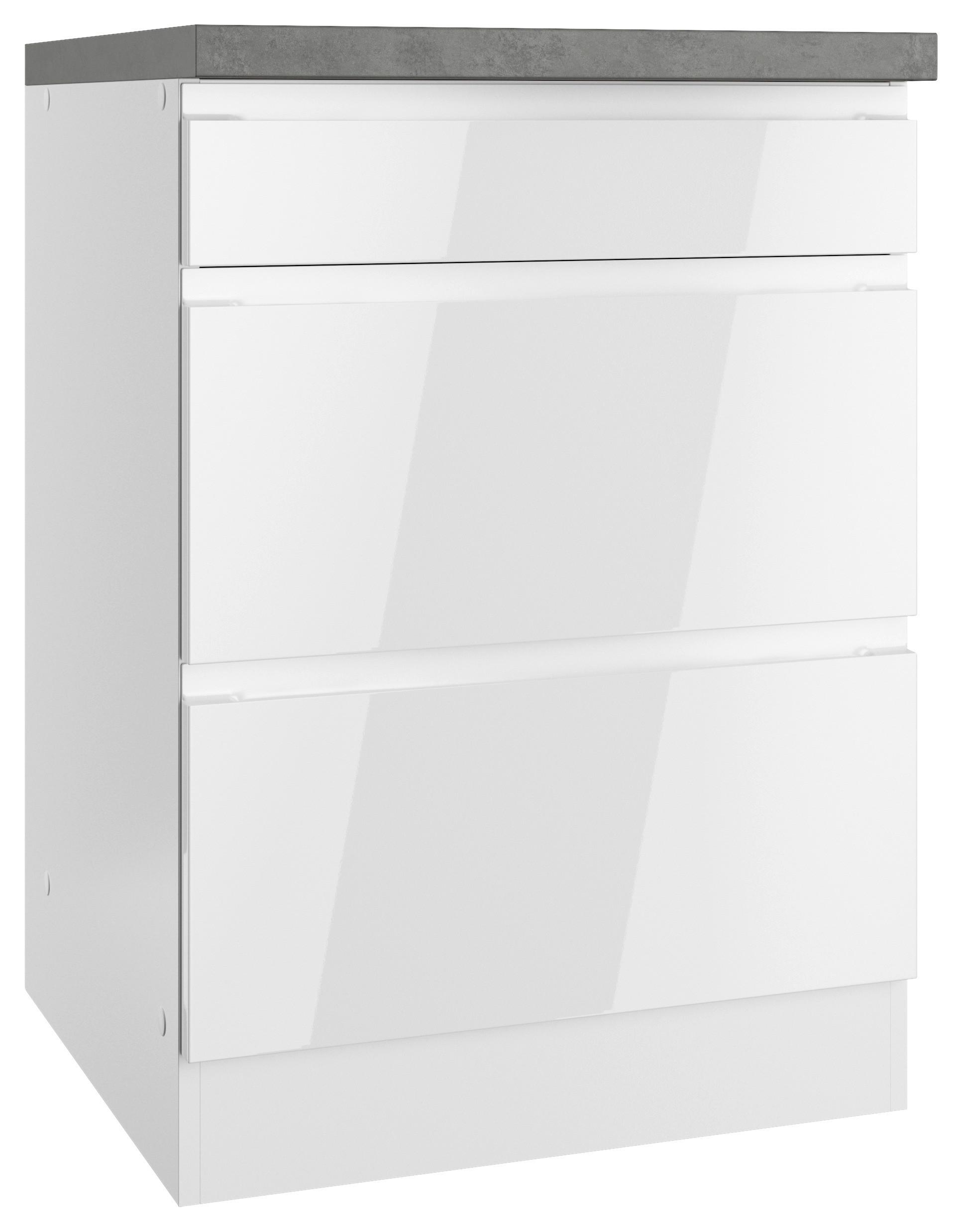 Kochfeldumbauschrank Monza B: 60 Cm Weiß/grau - Weiß Hochglanz/Weiß, LIFESTYLE, Holzwerkstoff (60/86/60cm) - Held