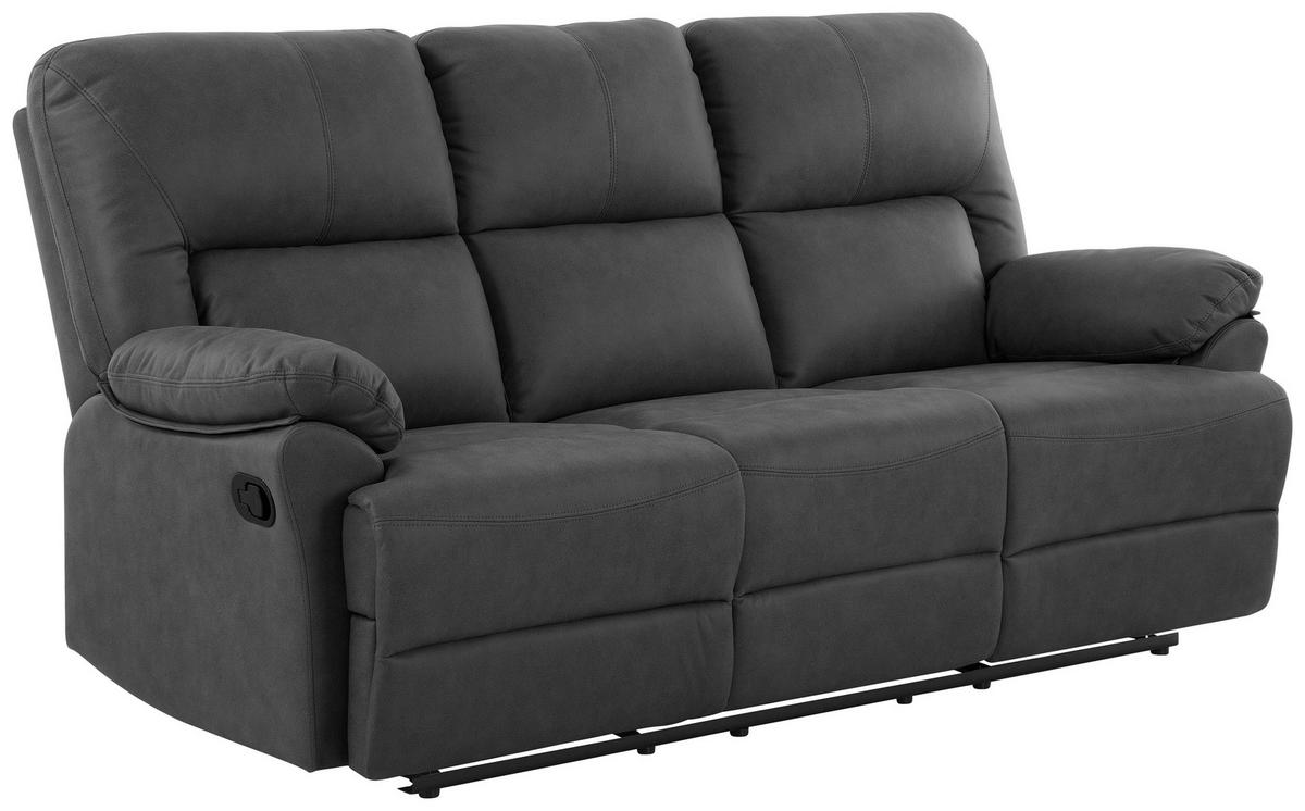 Trojmiestna pohovka CLARA, sivá, s relaxačnou funkciou - čierna/sivá, Basics, kov/drevo (200/99.5/94cm) - Livetastic