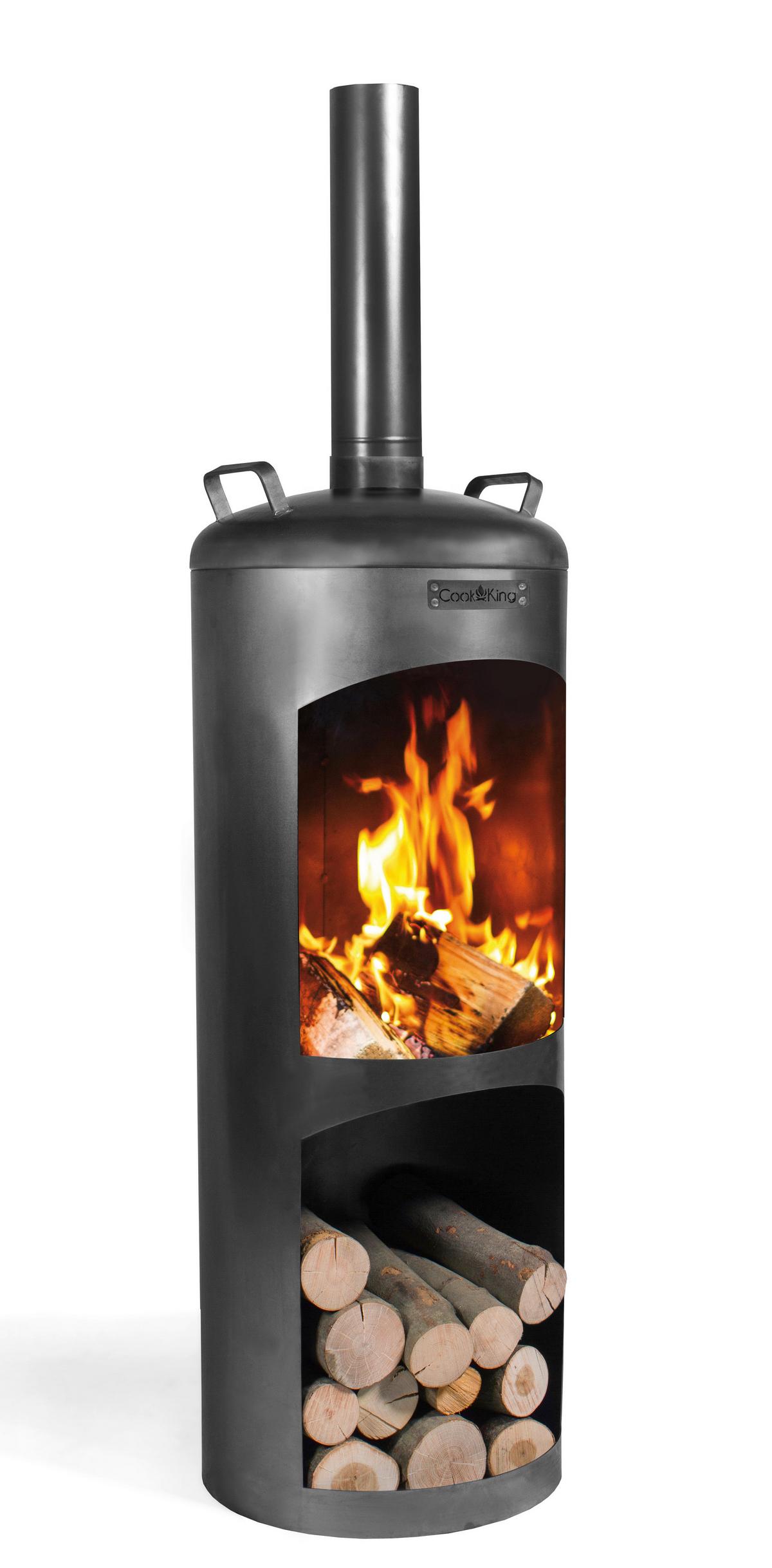 Kaminofen Terrassenofen Faro Schwarz, 40 cm - Schwarz, Basics, Metall (40/158/40cm)